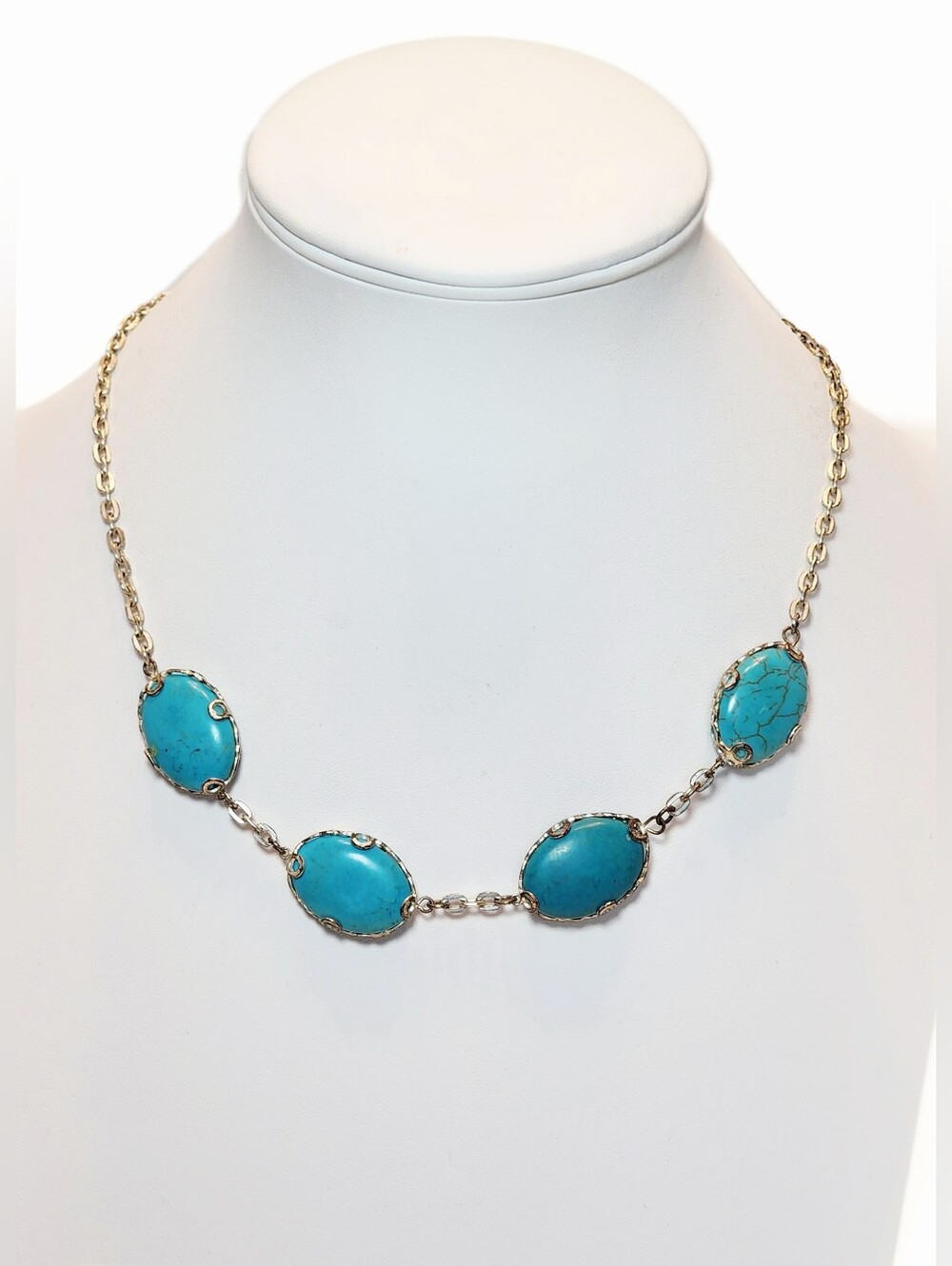 Banana Republic Faux Turquoise Silvertone Necklace